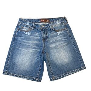 Hint Jeans Women’s Size 9 Denim Bermuda Shorts – Distressed Medium Wash
